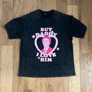 Luigi Mangioni Black T-Shirt with Pink Graphic Xl